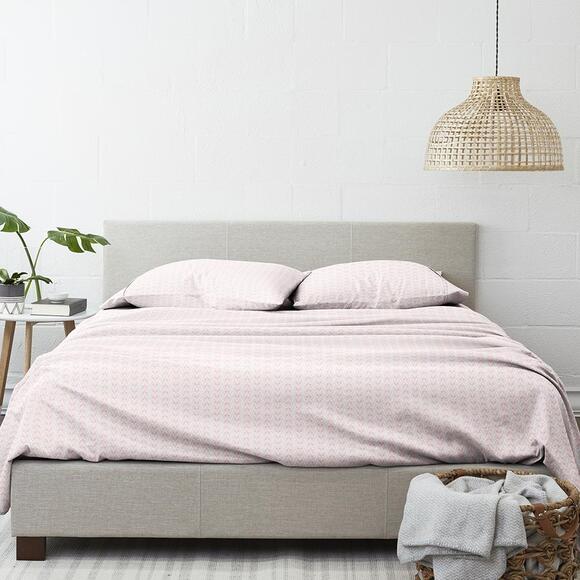 iEnjoy Home Patterned Queen Full Size Bed Sheet Set White and Pink Classic - Picture 1 of 7